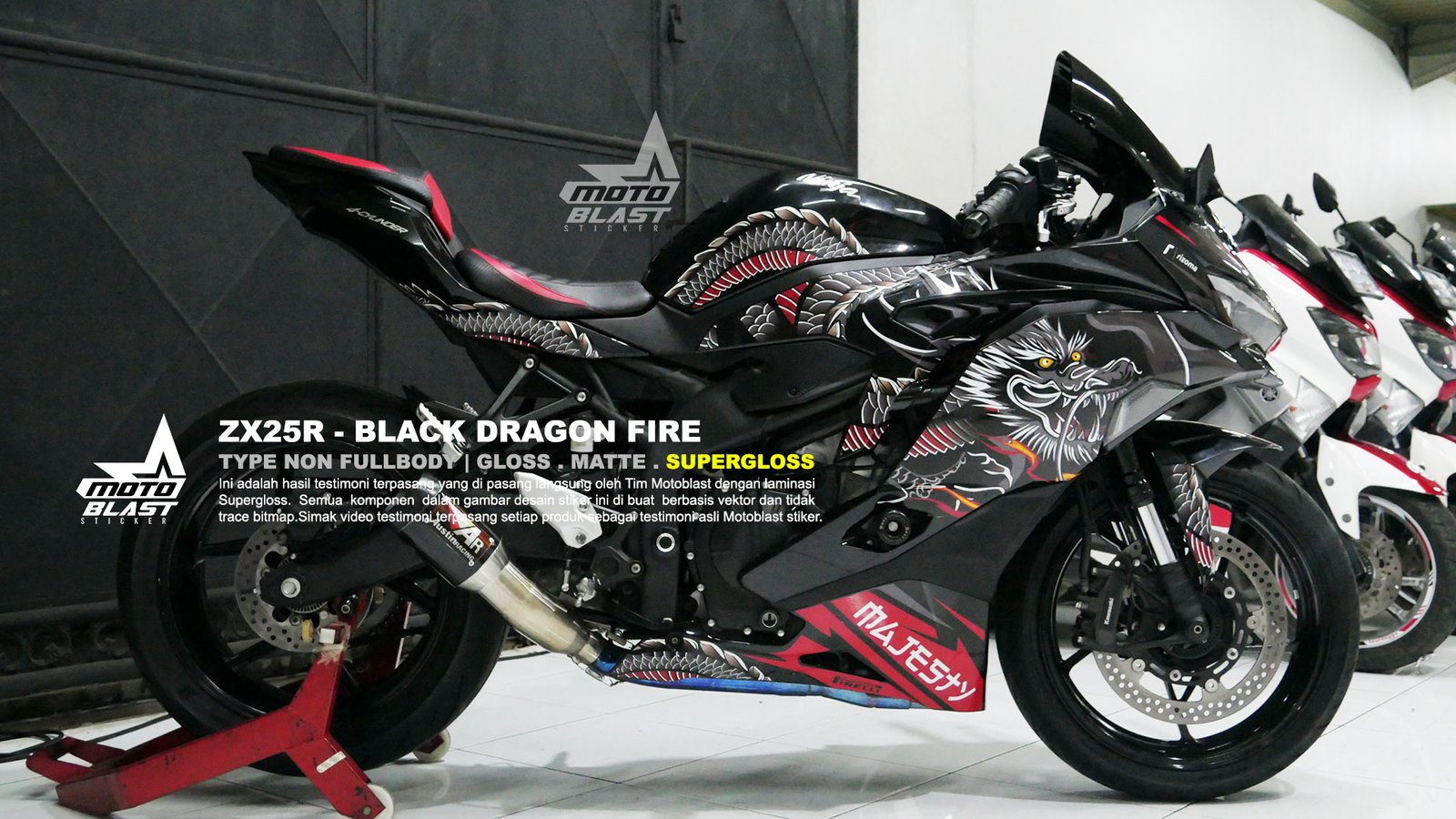 Decal stiker zx25r black dragon fire motoblast - Gambar 10